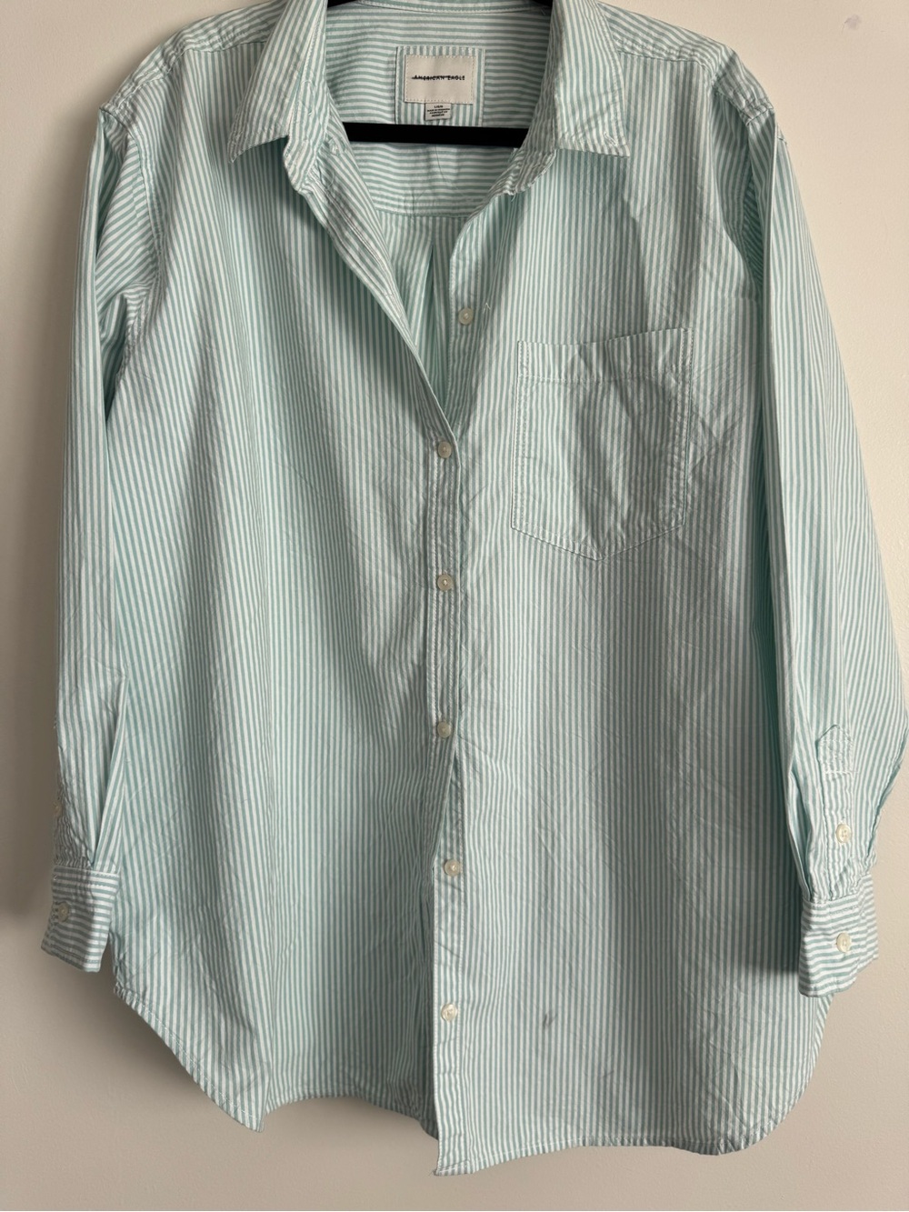 American Eagle Light Blue Striped women’s 'Button-Down Shirt - Casual Dress